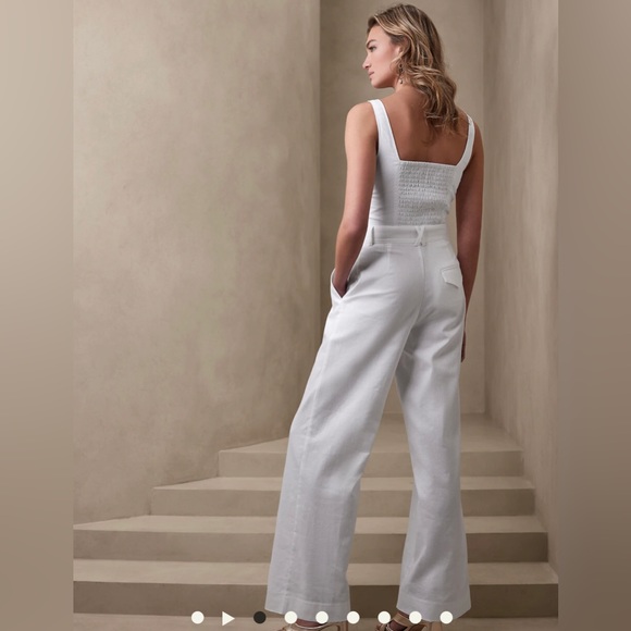 FINAL MARKDOWN! Banana Republic White High-Rise Linen Blend Pant - Picture 7 of 9